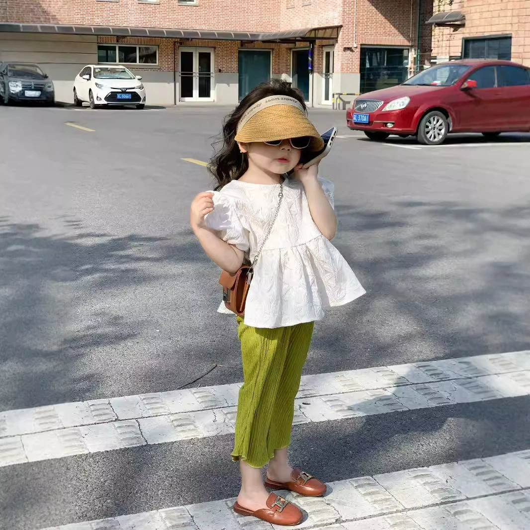 Doll, green flared trousers, set, Korean style