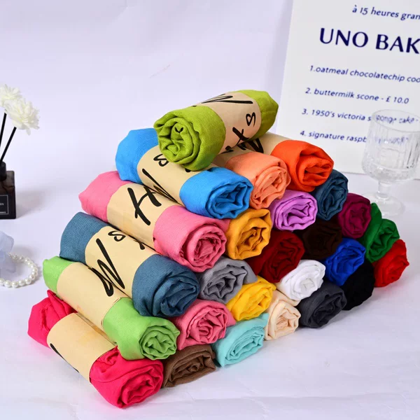 Spring and Autumn Solid Color Sunscreen Scarf Beach Towel Cotton Linen Scarf Air Conditioning Shawl Fashionable Warm Veil Gift