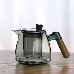 Japanese high temperature resistant glass teapot new wooden handle glass teapot high borosilicate soot side handle glass teapot