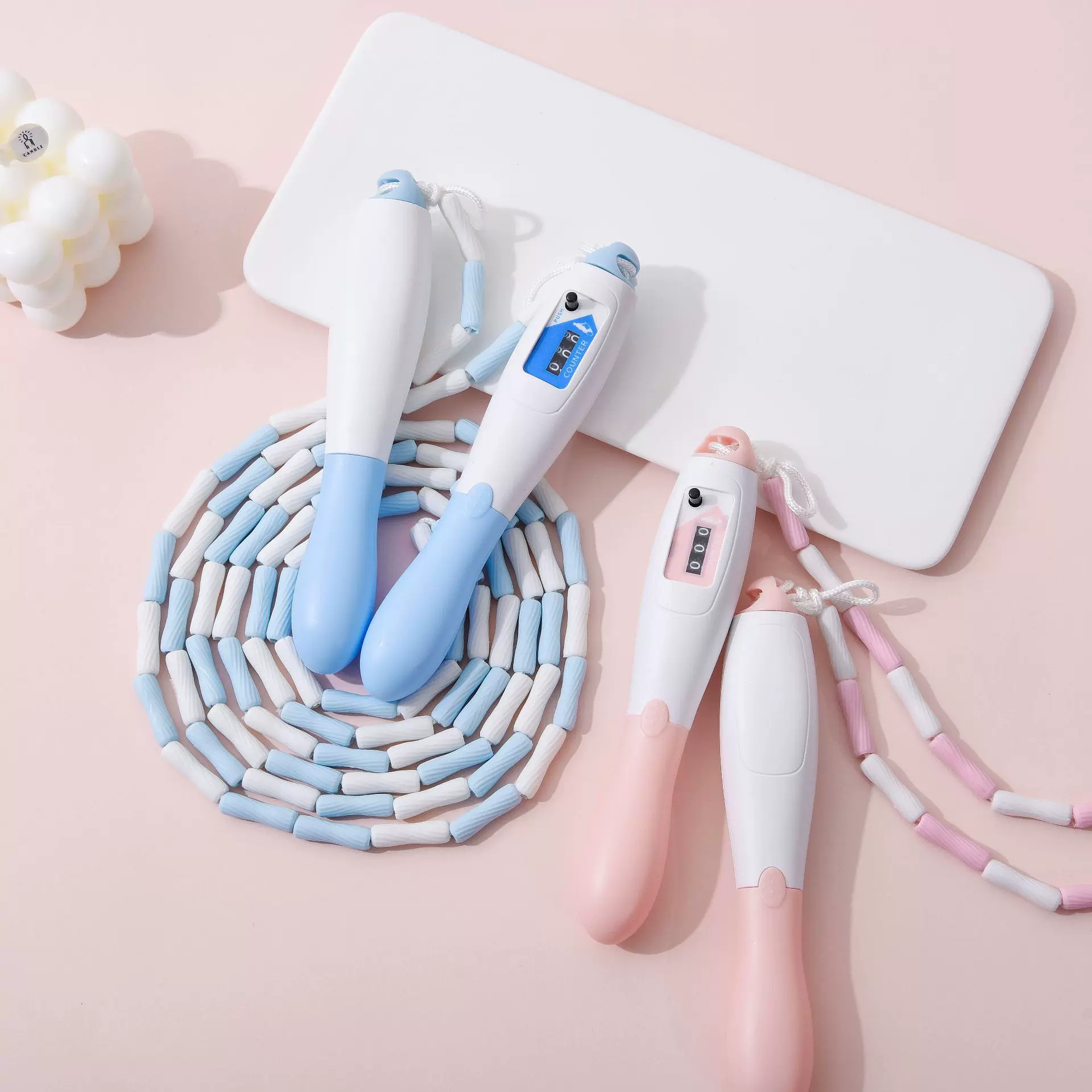 花样跳绳 计数跳绳批发学生比赛训练专用跳绳男女双色计数竹节跳