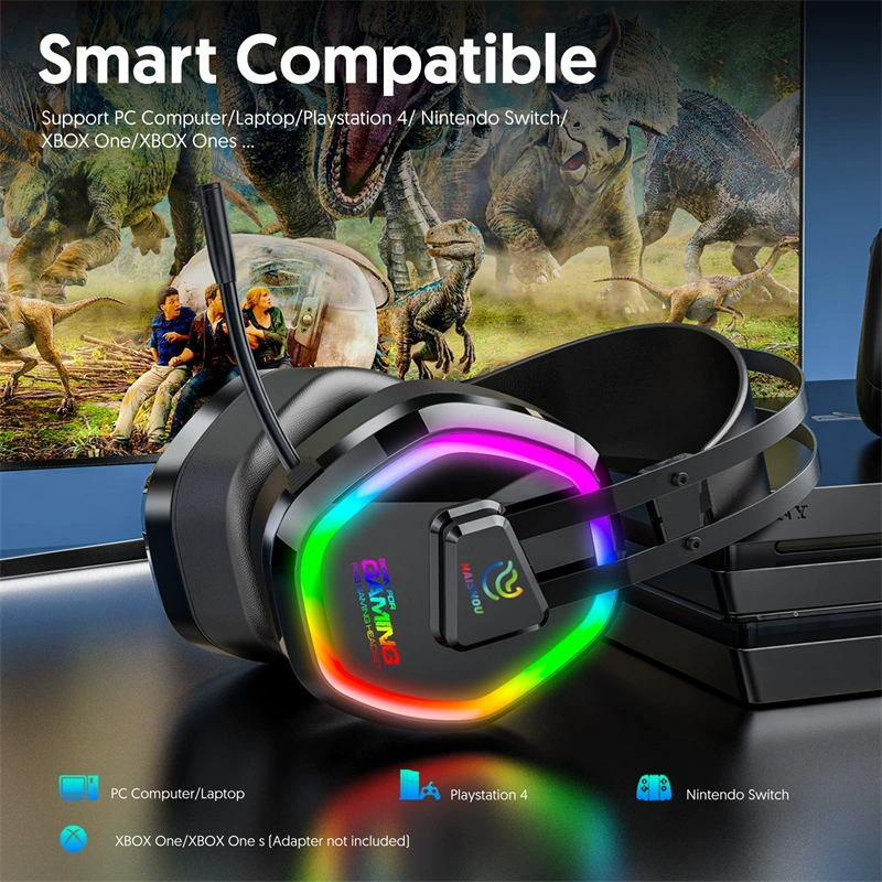 海手 G608 компьютерные цветные светящиеся проводные наушники USB 7.1, игровые соревновательные стереонаушники