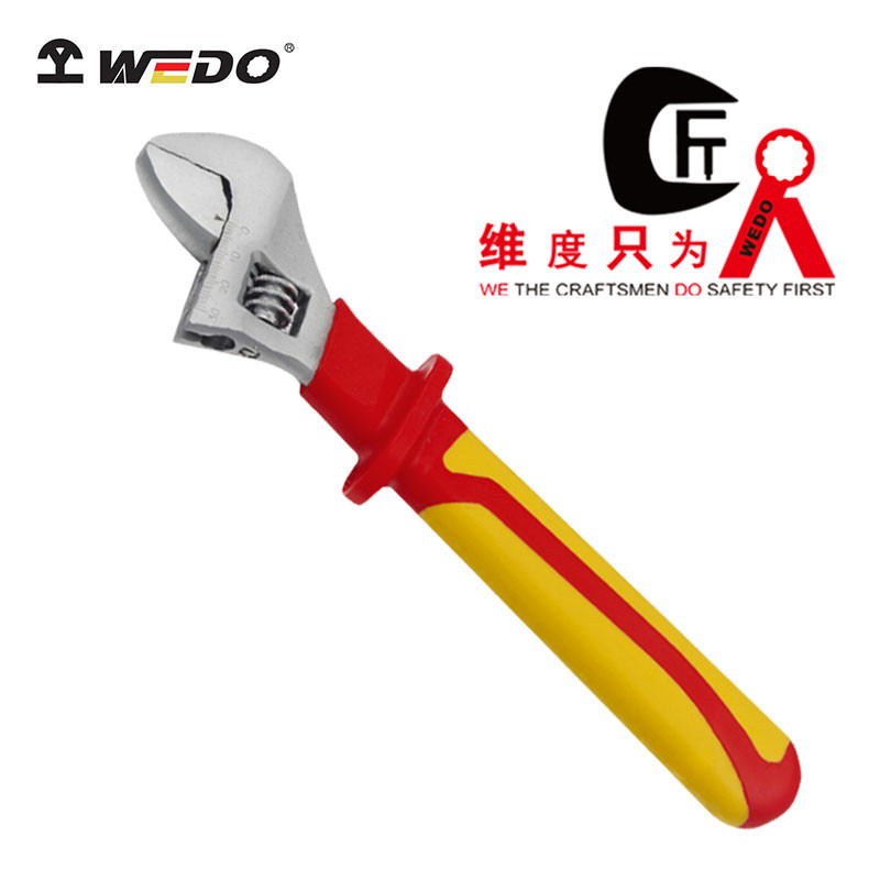 WEDO维度绝缘注塑活扳手耐压1000V电工专用活络扳手可调节扳手