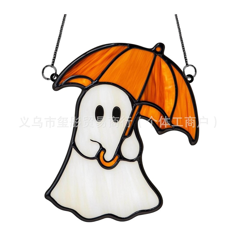 跨境万圣节可爱小幽灵亚克力平面太阳捕光器家居庭院花园装饰挂牌|undefined