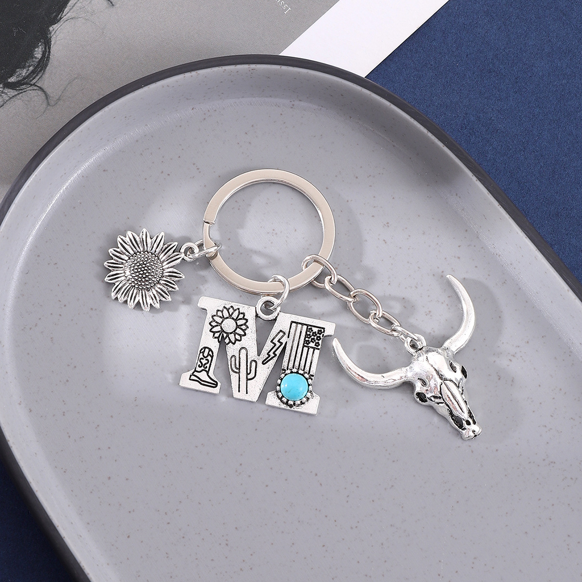 Retro Style Retro Sunflower Horns Alloy Keychain