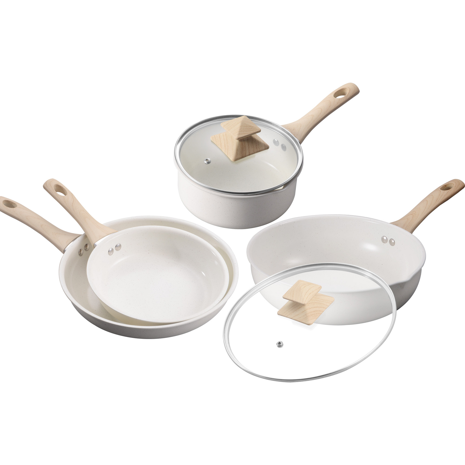 Juego de ollas transfronterizas de Amazon de envío directo de fábrica, juego completo para el hogar, sartén antiadherente de cerámica de piedra médica