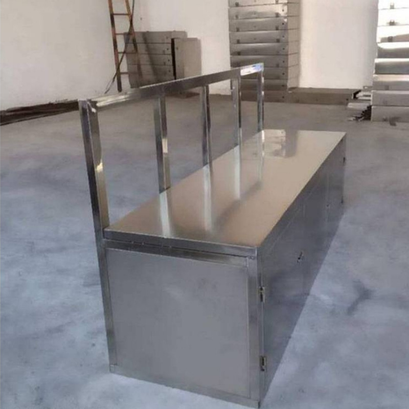 silla plegable tipo caja durable de fabricación mecánica de caja de asiento de almacenamiento de acero inoxidable para refugio de mina