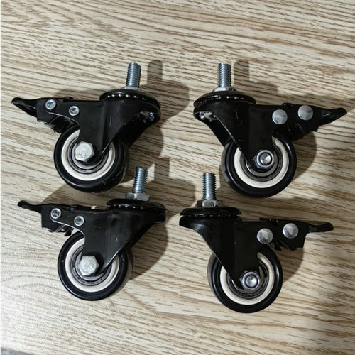 1.5-inch white gold diamond nylon swivel wheel with double bearings, threaded flat hand push wheel, wear-resistant industrial castor