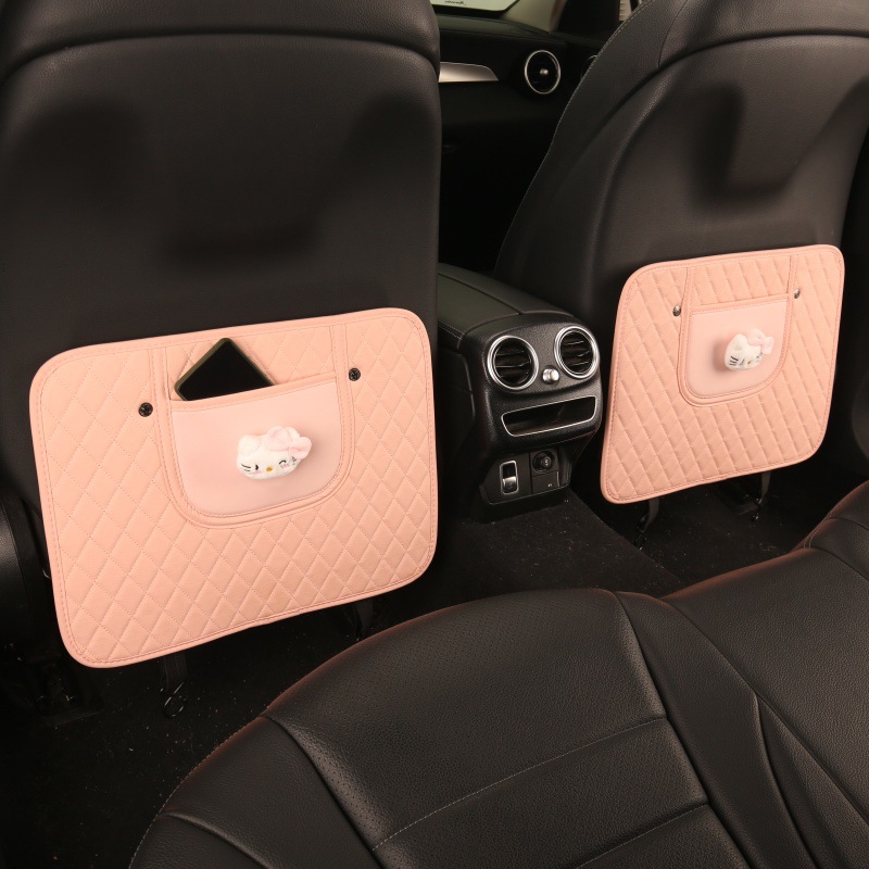 Casual Ladies Cute Cartoon Chair Back Anti-Kick Pad Car Seat Back Anti-Fouling Pad Seat Back Pocket Hanging Type