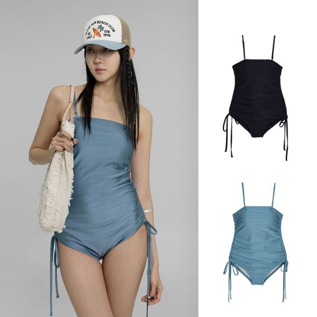 Brand solid color small design retro beach swimwear