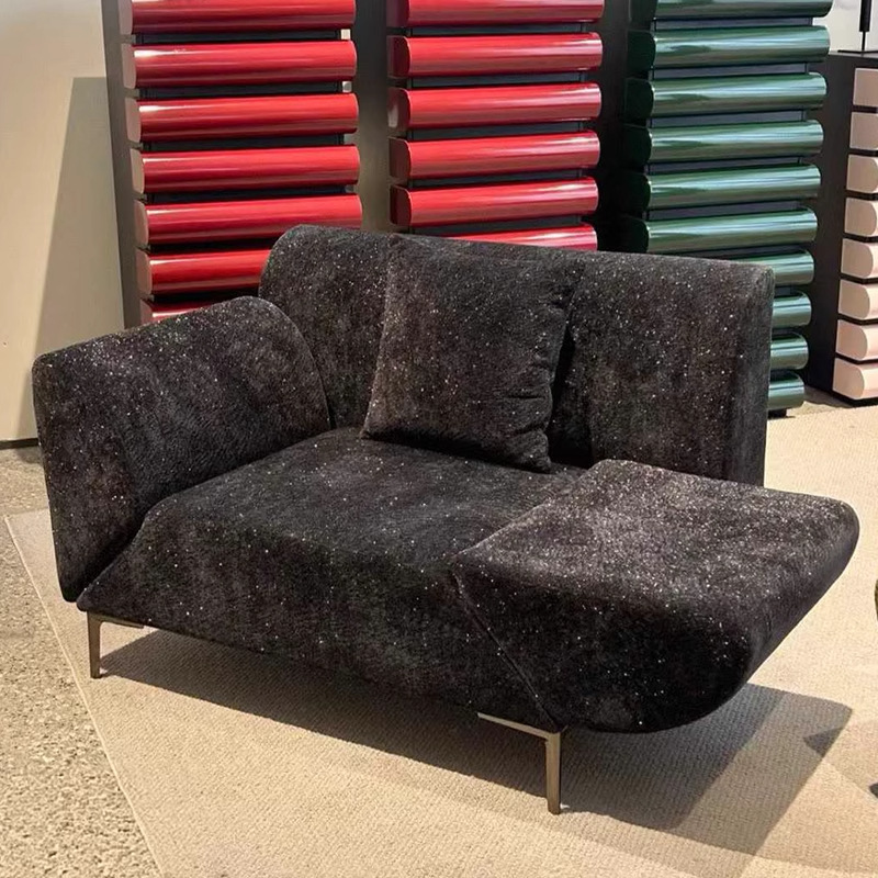 Sofá de ala voladora francesa Estilo de textura de Milán apoyabrazos giratorios Sala de estar Dormitorio reclinable Balcón Silla perezosa individual