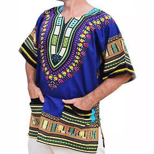 Amazon RaanPahMuang New Big Dashiki Xiji Clothing Men's European, American and African Short-sleeved T-shirt Men