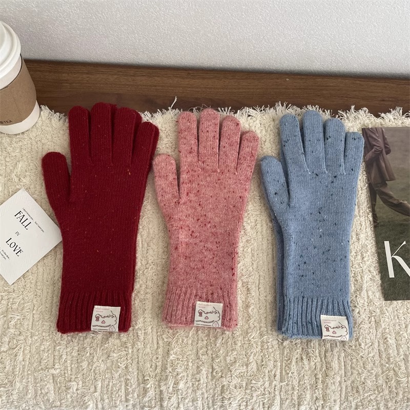 Korean Long Woolen Knitted Gloves for Women, New Winter Cycling Gloves, Cold-Proof, Split-Finger, Touch Screen, Warm for Men