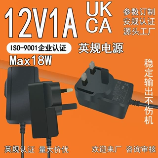 12V1A1.5A18W开关电源适配器充电器英规插脚UKCA认证带线输出家电