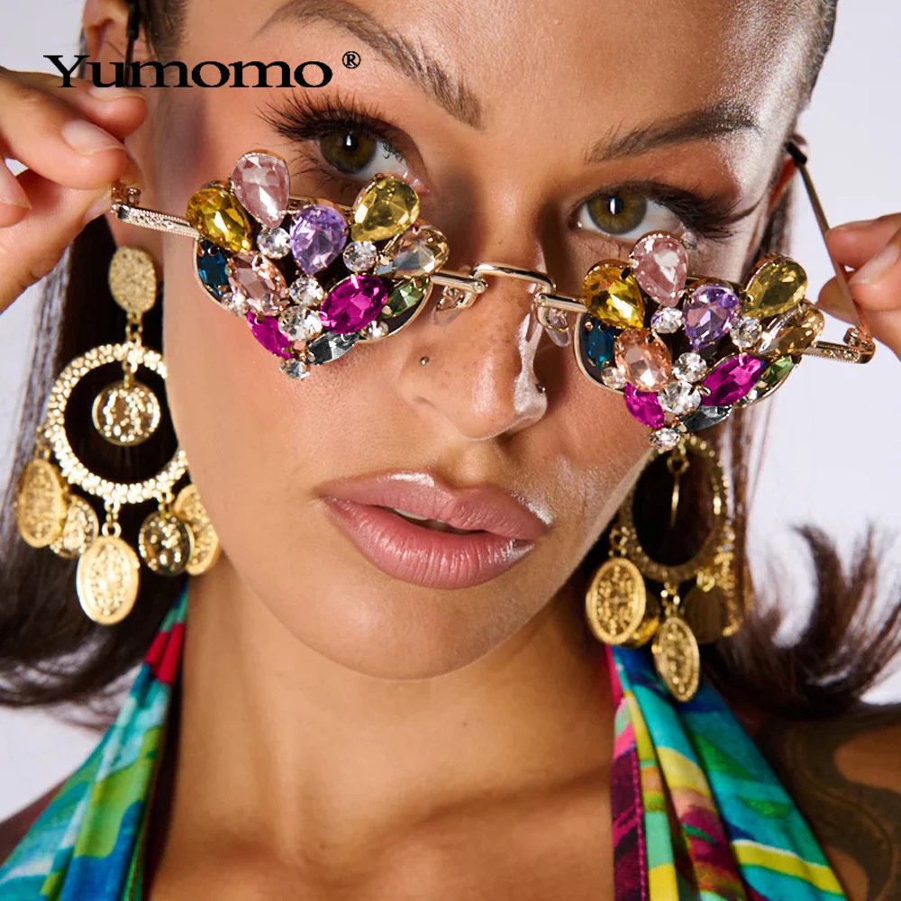 Yumomo Y All-match Love Color Glasses Frame No Lens Advanced Sense Rhinestone Frame Glasses