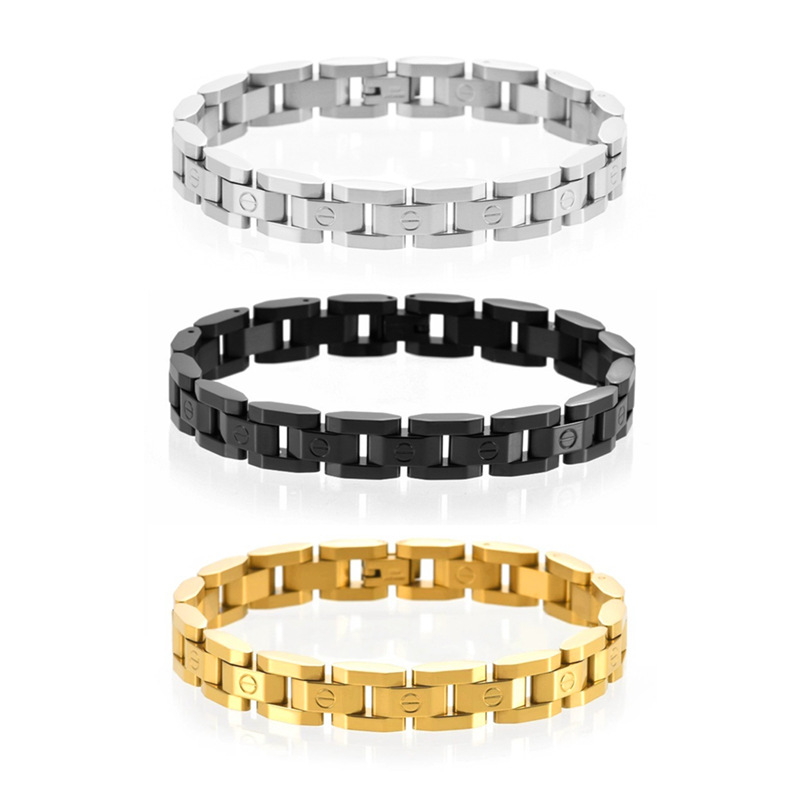 Cross-Border Hot Selling Stainless Steel Bracelet Vacuum 18K Gold Non-Fading Kajia Fashion Titanium Steel Couple Hand Jewelry Wholesale