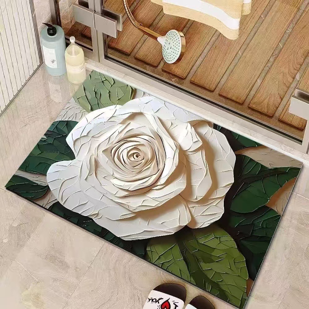 Pintura al óleo de estilo de baño piso de algas almohadilla de barro de algas almohadilla de absorción de agua de la puerta del baño almohadilla antideslizante fácil de cuidar