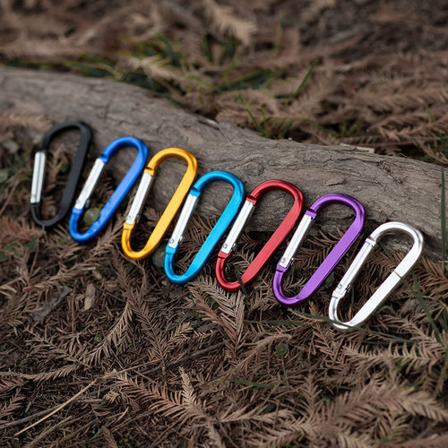 High-quality No. 7 D-type multi-functional aluminum alloy carabiner colorful spring-type small pendant Amazon D-shaped quick hook