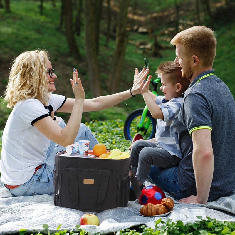 Amazon engrosado de gran capacidad portátil bolsa de picnic PEVA bolsa de hielo al aire libre bolsa de hombro impermeable aislante