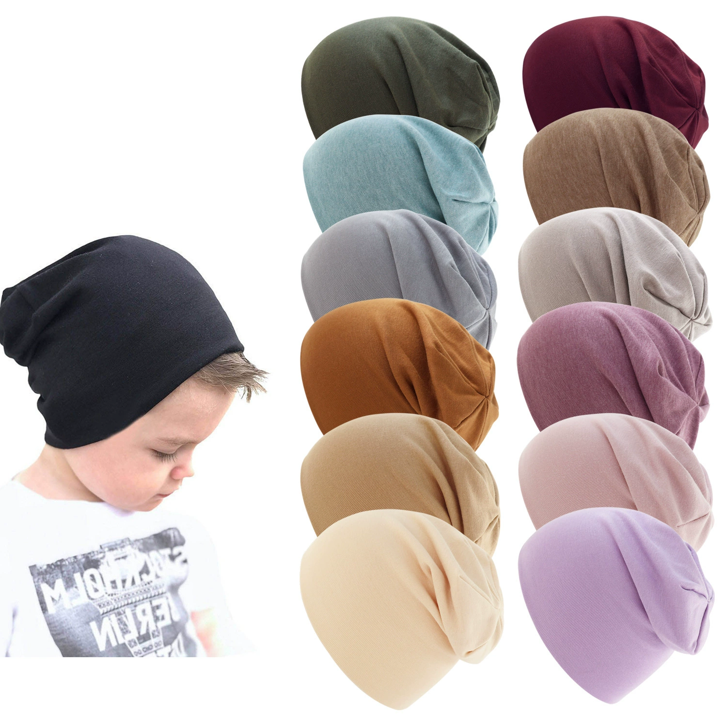 Детская хип-хоп шляпа Детская пуловер шляпа Корейская Внешняя торговля вязаная шапка весна, осень и зима теплая детская однотонная шапка