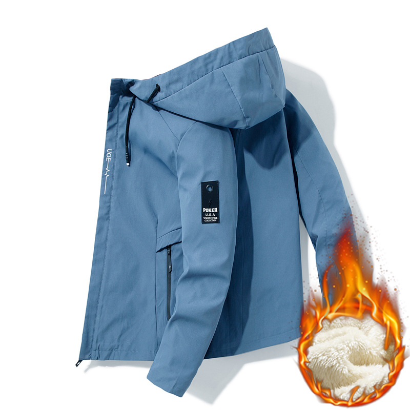 Liquidación, últimas unidades, chaqueta para hombre, primavera y otoño, estilo coreano, informal, juvenil, gruesa, forrada de lana, con capucha.