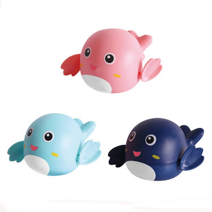 Bath toys like little dolphins, rubber duckies, and little turtles