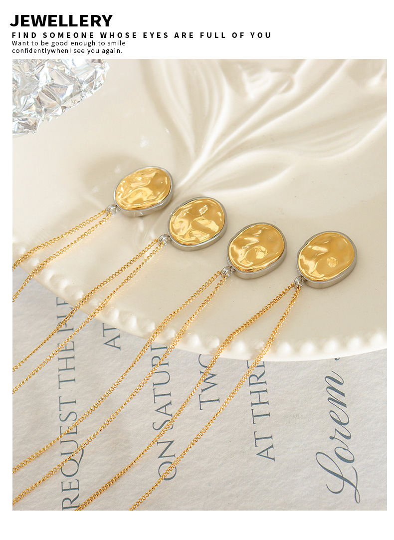 2022 New Fashion Creative Pleated Round Shaped Pendant Titanium Steel Necklace_colorza_4