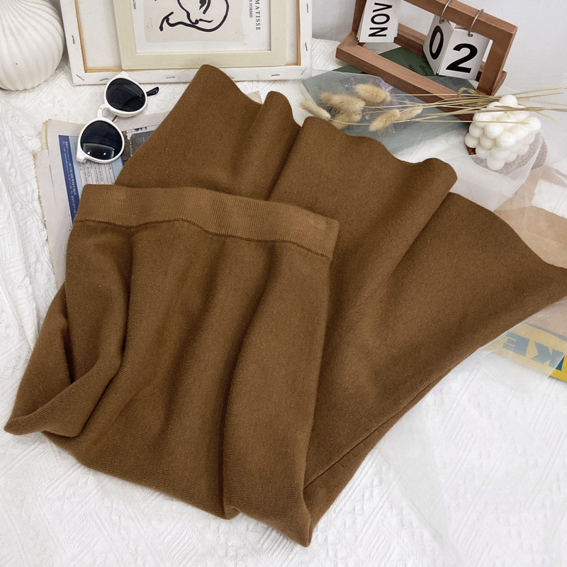 GraceChic Orta Boy Örme Denizkızı Etek Kadınlar İçin 2023 Sonbahar Kış Fransız Retro Çok Yönlü Yüksek Bel Dar Kesim Zarif Yarım Etek_voghion.com