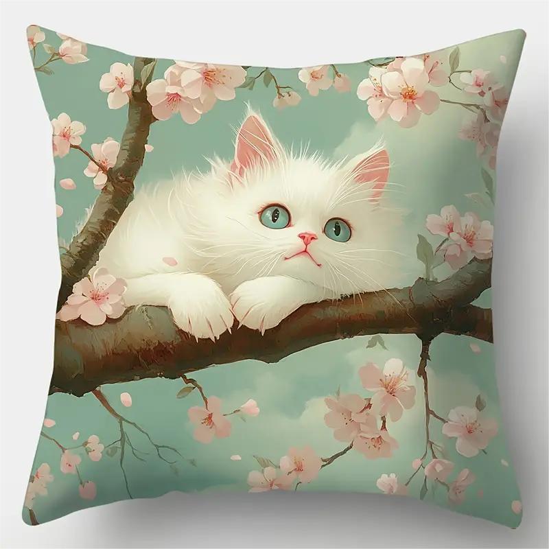 80g Weight Pillow Cases Home Textiles & Decor Type Polyester Material Cat Pattern Cute Style Cute Cat Polyester Pillow Cases Couch & Sofa Decor 14