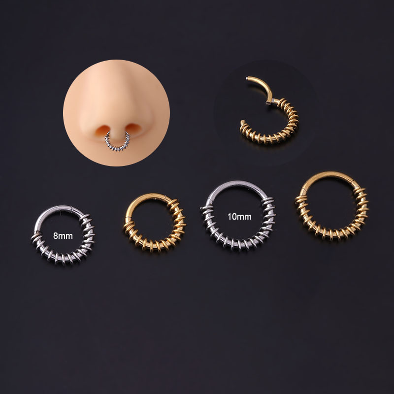 5g Weight No Inlaid Inlay Material 316L Stainless Steel No Inlaid Nose Rings & Studs Circle Waterproof Non Tarnish Surgical Steel