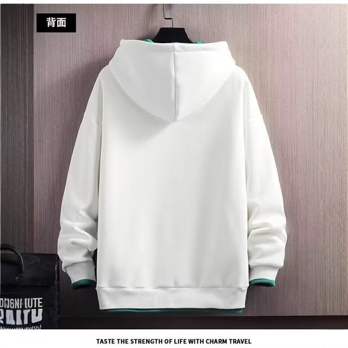 Hooded hoodie for men's autumn and winter with velvet and thickened 2024 new wide-split top fashionable apricot foreign coat