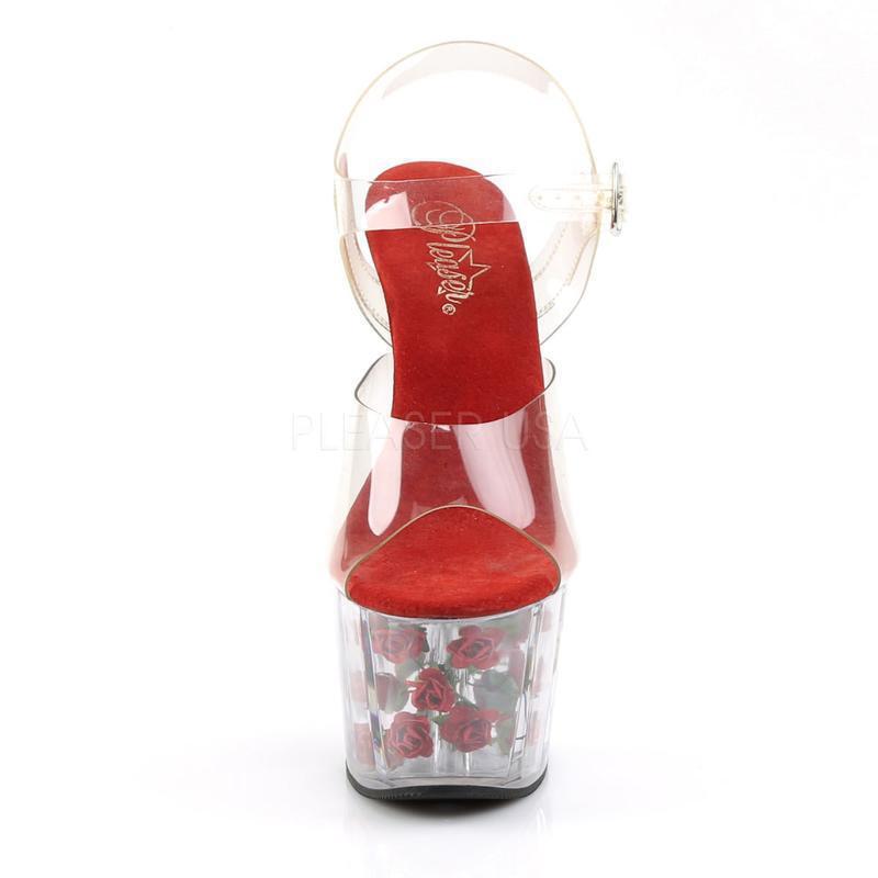 2026 Autumn and Winter Cross-Border Foreign Trade New Autumn Inch High Heel Transparent Red Flower Platform Sandals