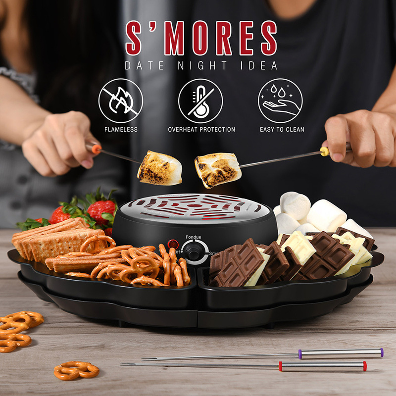 北米クロスボーダーファッションシンプルな2-in-1セットチョコレート電気鍋メルトポットパーティーパーティーバーベキューマシュマロマシン|undefined