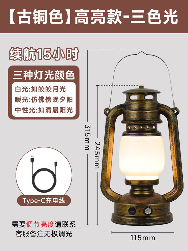 キャンプライト屋外充電レトロ馬ランタンキャンプキャンプ雰囲気灯油ポータブル屋台テントライト装飾炎|undefined