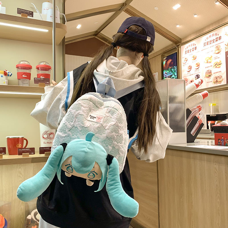 初音可爱毛绒玩偶卡通公仔小书包超萌背包外出二次元动漫双肩包潮