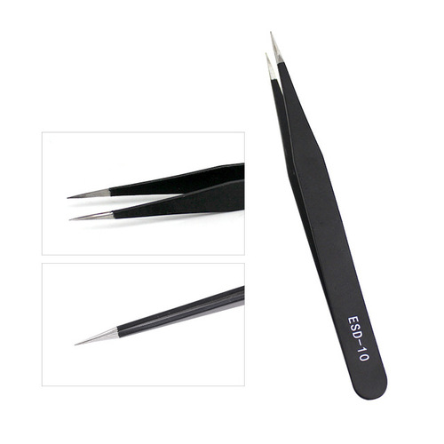 Stainless steel hardware tweezers, straight electronic tweezers, precision thickened anti-static tweezers, pointed head, bent head, nail art tweezers