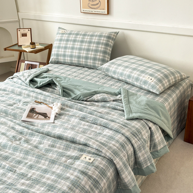MUJI Class A Cotton Summer Quilt Thin Quilt Cotton Yarn-dyed Summer Cool Quilt Four-piece Summer Good Air Conditioning Quilt Core