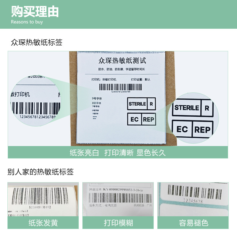 Impresión de papel térmico etiqueta adhesiva código de barras etiqueta de precio código QR código de secuencia temu pegatinas transfronterizas