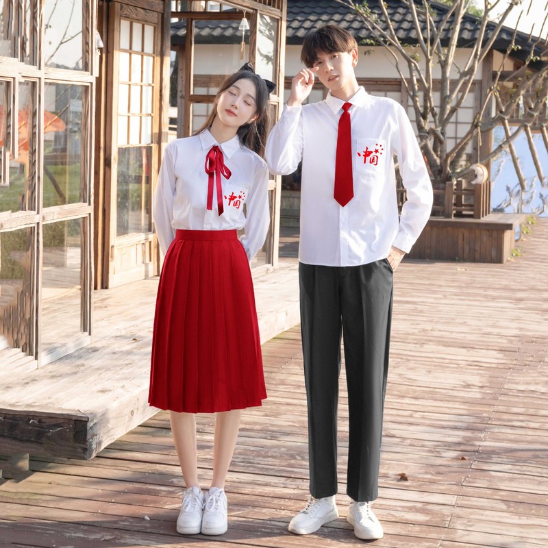 韓系卒業クラス服大合唱制服学院風ロングスカートセット中学高校の学生が公演服を朗読します。|undefined