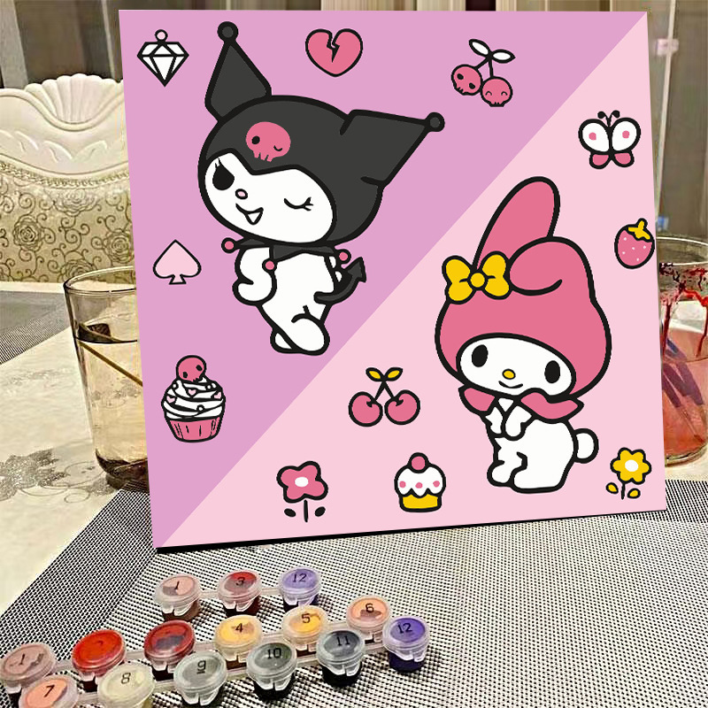 デジタル油絵diyの塗り絵の子供は漫画のアニメを埋めて色を塗ります。|undefined