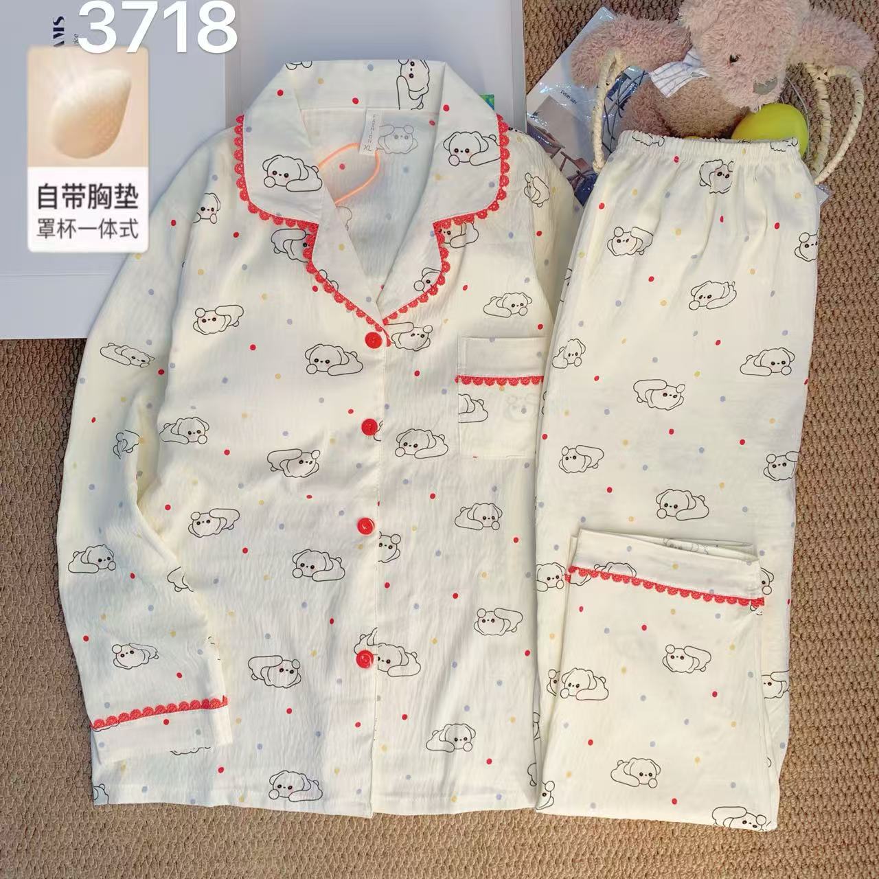 Algodón suave al por mayor transfronterizo nube nuevo pijama de mujer de verano pantalones cortos de mangas cortas estudiantes cardigans delgado cubierta de ropa para el hogar
