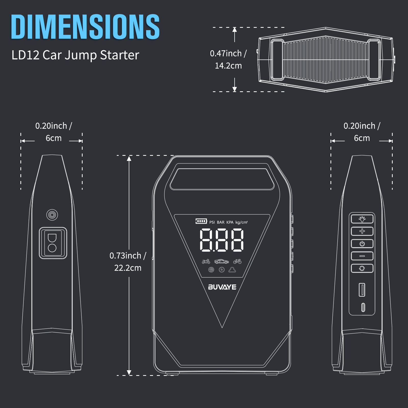 Jump Starter with Air Compressor Emergency Starting Power Supply and Air Pump All-In-One Power Bank