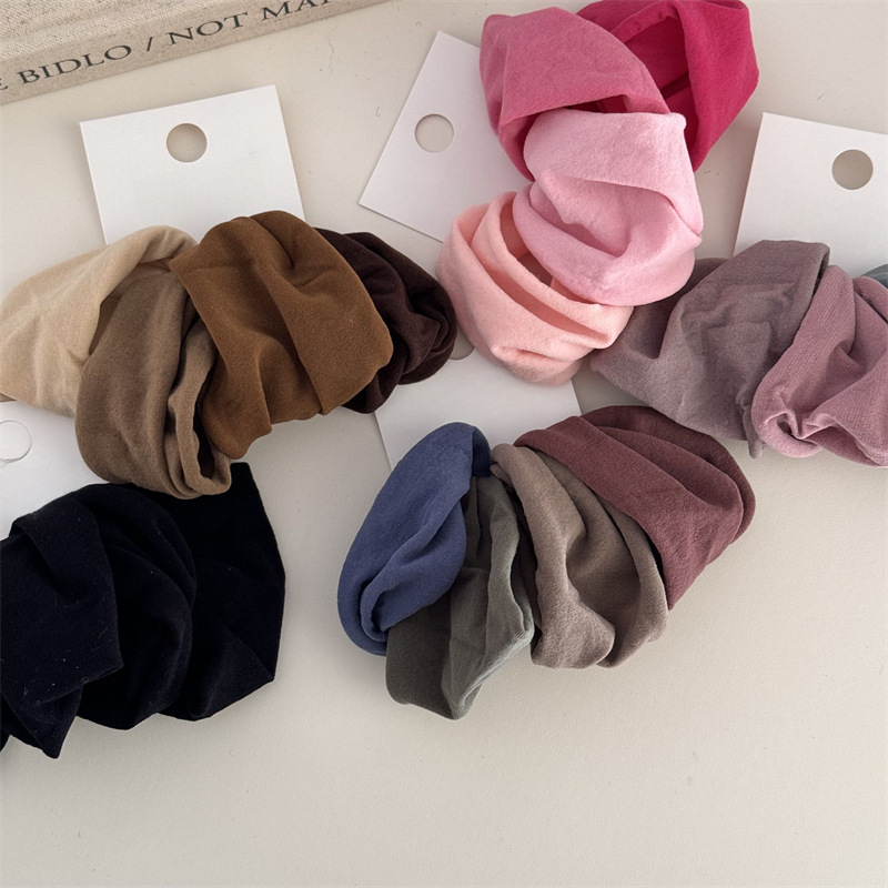 Super soft 4 pieces all-match rubber band hair tie rope simple solid color wide edge high elastic durable hair band hair rope_voghion.com