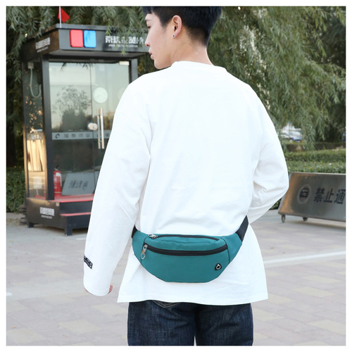 Sports outdoor waist bag, portable shoulder cross-body bag, fashionable solid color large-capacity chest bag for men and women, mobile phone coin purse