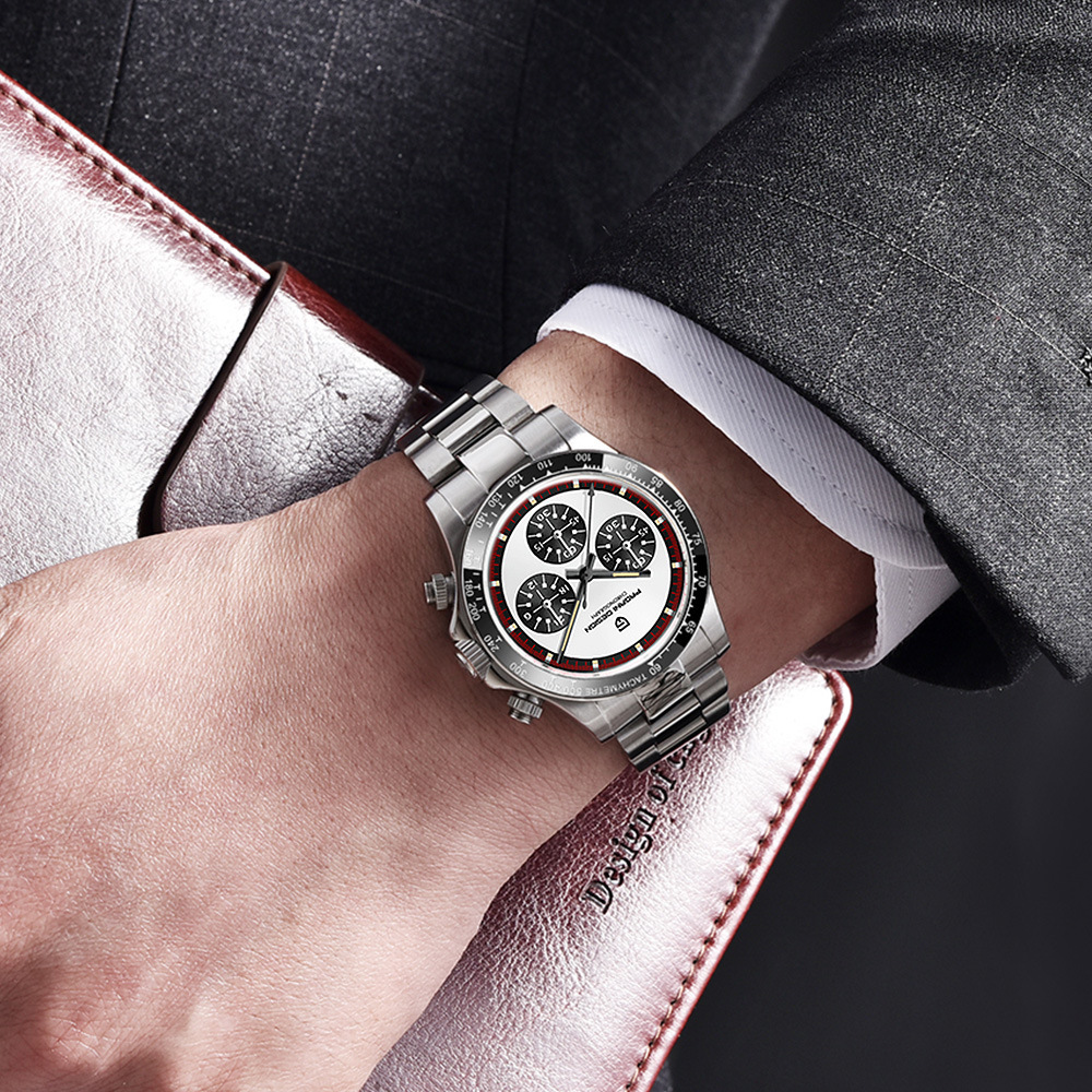 PAGANI bojiani hombres cronógrafo multifuncional de acero inoxidable resistente al agua cuarzo reloj creativo PD1676
