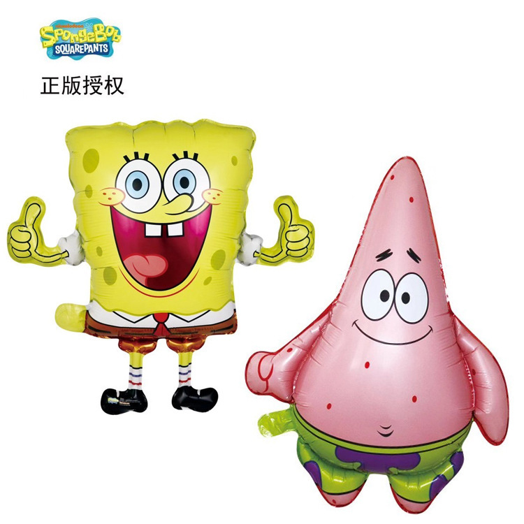 正版生日派對裝飾宴會布置汽球海綿寶寶派大星造型卡通鋁膜氣球