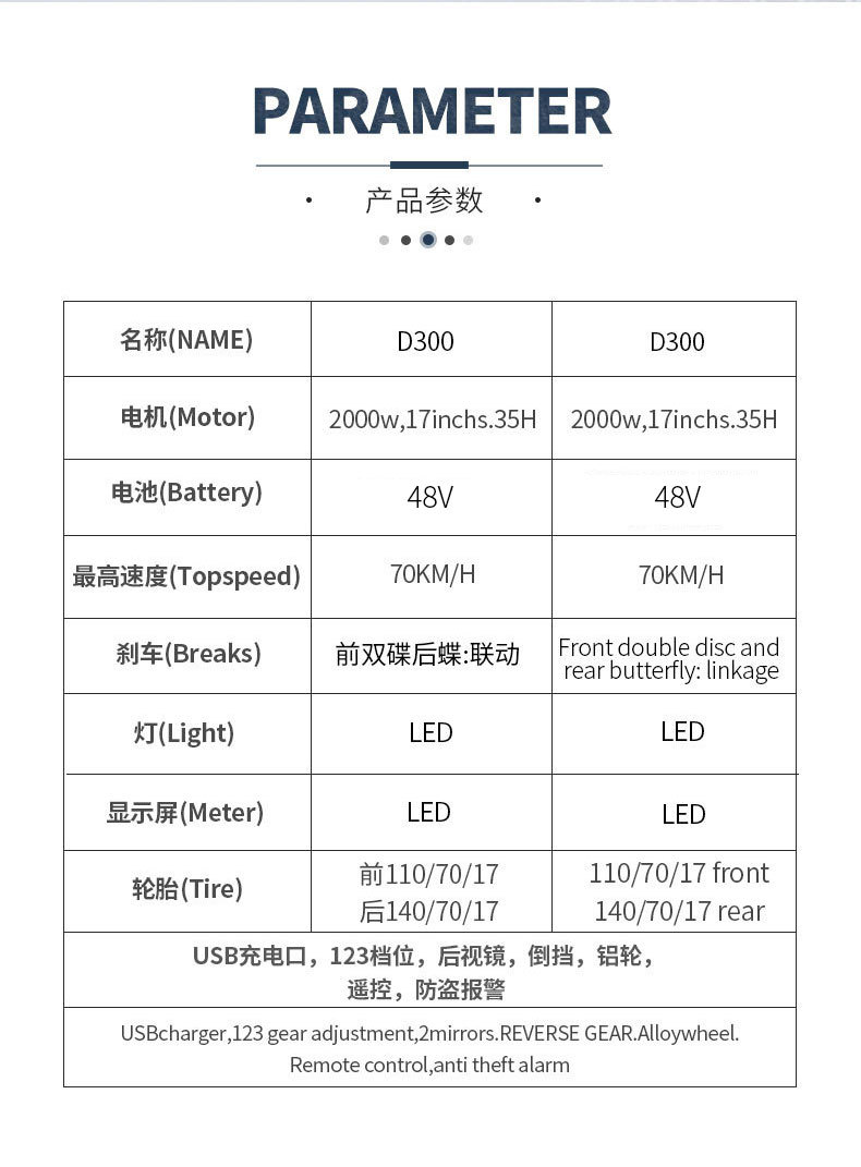 Export of Cross-Border Electric Motorcycles D300 for Overseas Commuting, High-Power Electric Scooters, and Electric Vehicles for Foreign Trade