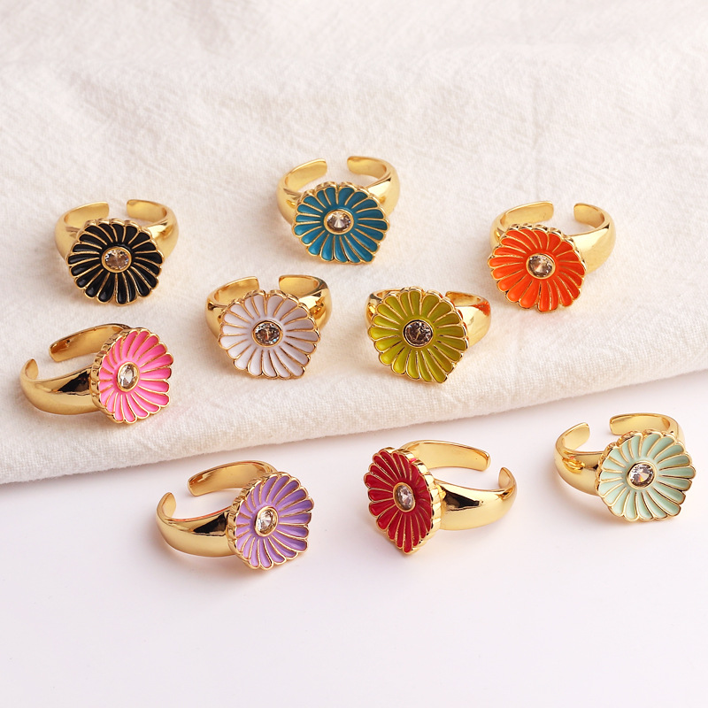 Simple Style Flower Copper Plating Open Ring 1 Piece