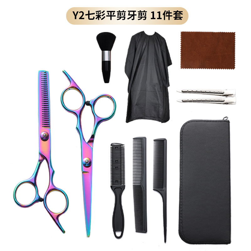 理髪はさみセット、クロスボーダー特別供給6インチ4CRステンレス鋼フラット歯はさみ、薄型はさみ、前髪ツール、理髪はさみ