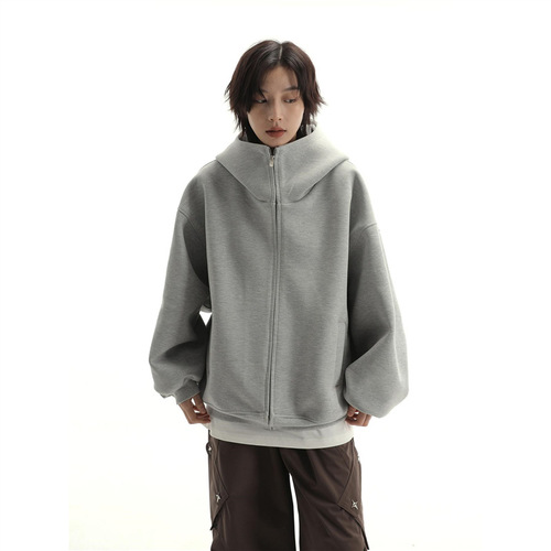 American Spring and Autumn Season Hooded Zip-Up Sweatshirt Men's Trendy Loose Design Sweatshirt Versatile Sport Coat