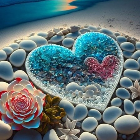 Pintura de diamantes de playa 5D de amor pintura de diamantes redonda pintura de decoración de la sala de estar DIY pintura de diamantes colorida paisaje pegatinas de diamantes